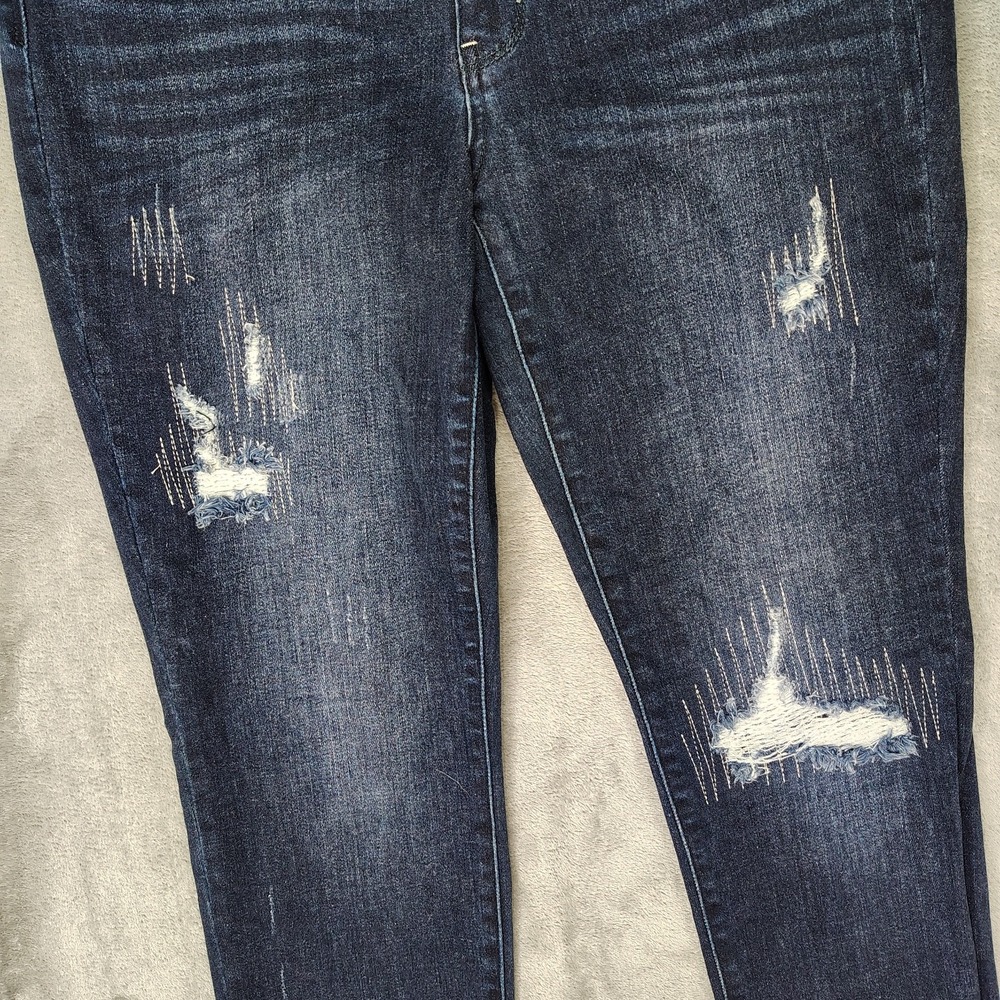 Judy Blue Jeans Womens 30 Blue Boyfriend Dark Wash Distressed Stretch Denim - Picture 5 of 16